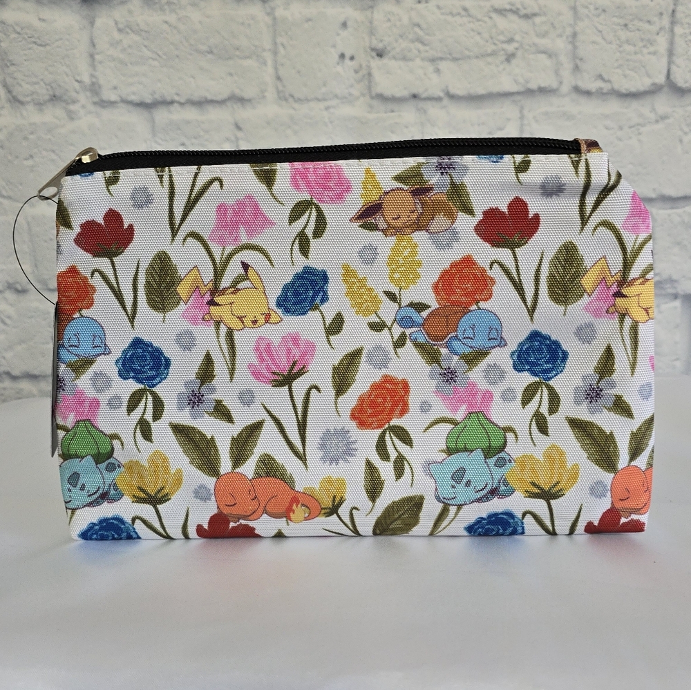 Pokemon Starters Floral Travel Pouch Pokémon Bag Pikachu Eevee Gen 1 Starter New - Picture 9 of 16